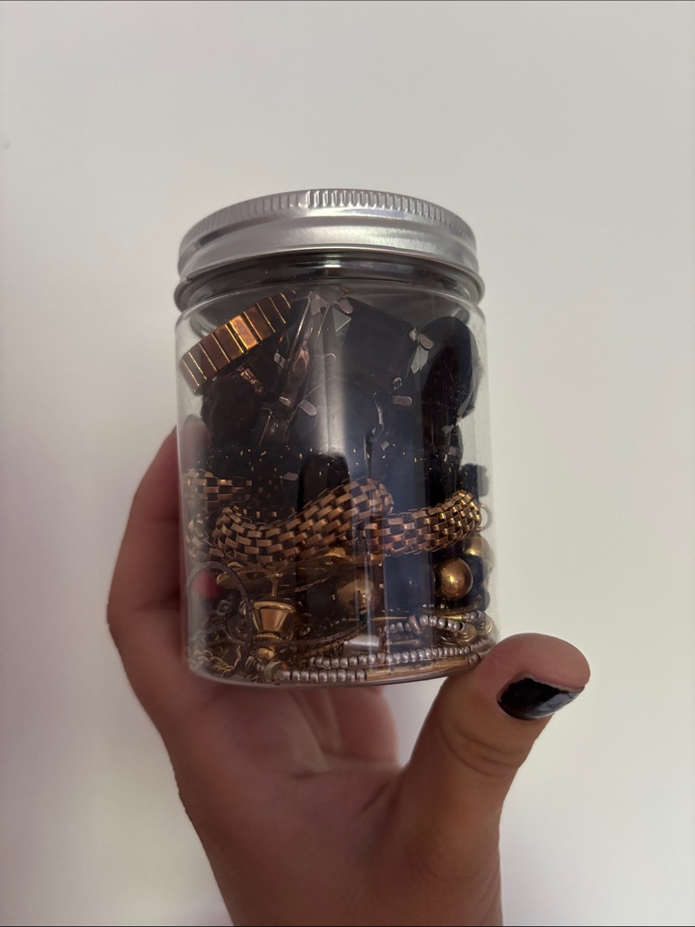 ‼️ Free with purchase ‼️ - Mixed Gold & Black Jewelry Lot in Clear Jar